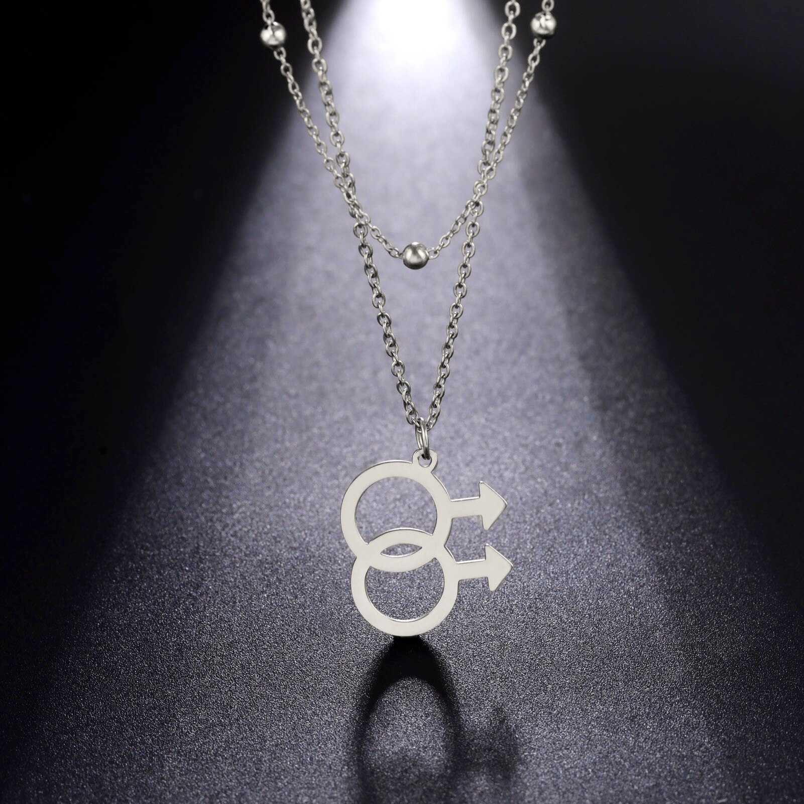 【クーポン利用で3500円】 ペンダント ネックレス ステンレス チェーン レース メンズ 男性 ファッション ゲイ シンボル スチール ダブル ジュエリー 誕生日 パーティ ギフト