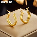 【送料無料】 ピアス ゴールド ステンレス フープ レディース 女性 316L スチール カラー ねじ込み 幾何学 新しい トレンド ガール 耳 イヤー バックル ジュエリー ギフト(4)