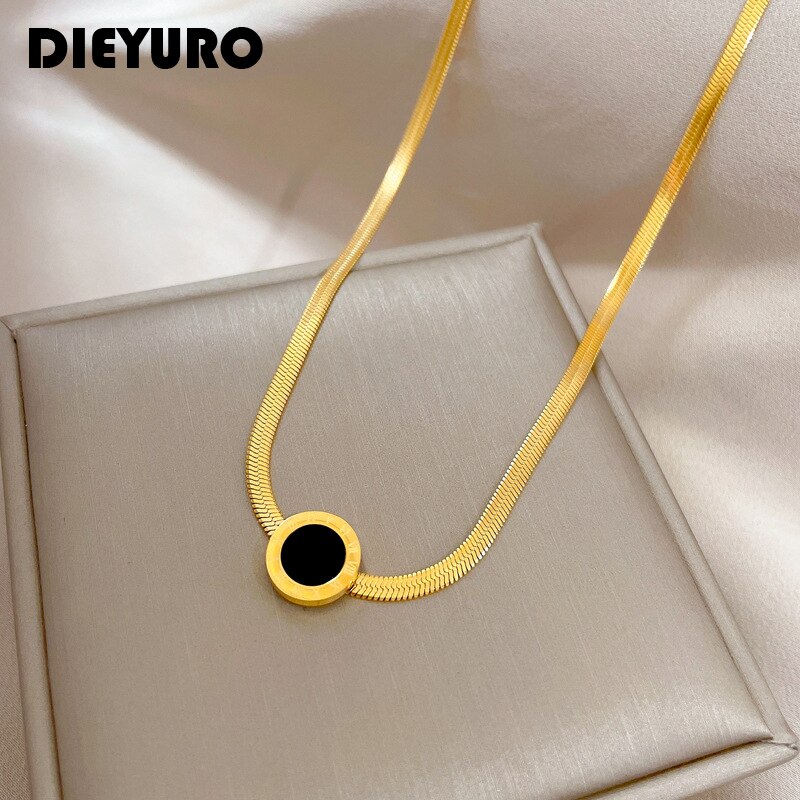 【送料無料】 ペンダント ネックレス スネーク ステンレス チェーン ラウンド レース レディース 女性 316L スチール ローマ 数字 ナンバー ガール 新しい ファッション 蛇 スネイク ボーン ジュエリー ギフト