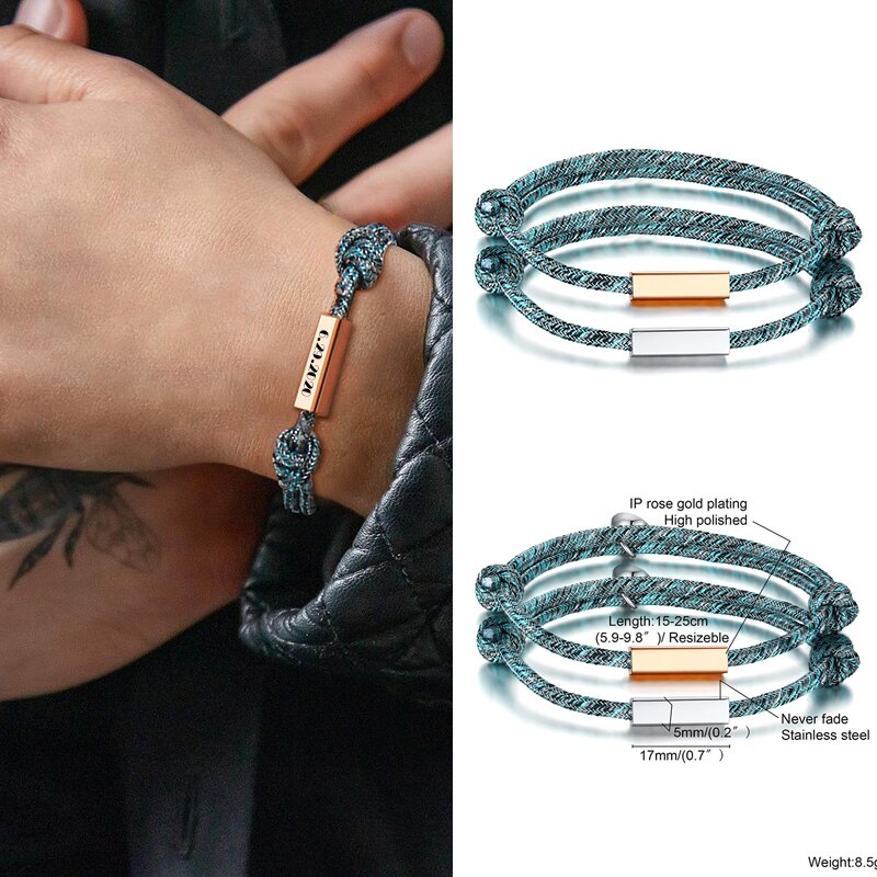 【送料無料】 ブレスレット 磁気 フリーサイズ レディース メンズ 1 ペア カップル セット 調整可能 編組 恋人 ギフト