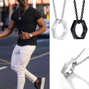 【クーポン利用で3320円】 ペンダント ネックレス 六角形 ステンレス スクリュー レース メンズ 男性 16進法 ヘッド スチール ヘキサゴン ハニカム シクロヘキサン ジュエリー