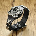 【クーポン利用で3750円】 バングル ブレスレット オートバイ レザー フリーサイズ メンズ リブ ライダー ライド バイカー 60s スタイル 調整可能 ヒ...