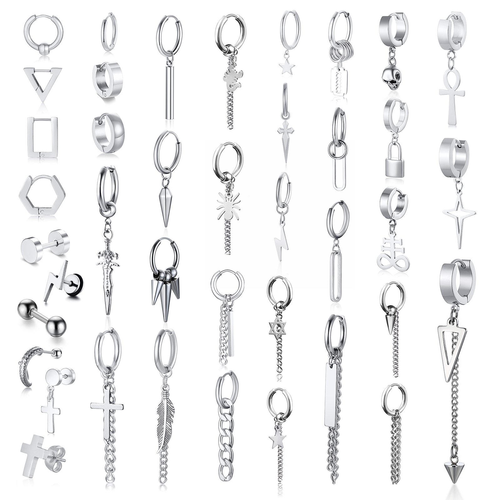 楽天FineJewelrys【送料無料】 ピアス ステンレス スタッドピアス メンズ 男性 多数 ハギー フープ デイリー スチール シングル スタッド ジュエリー