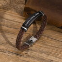 【クーポン利用で3440円】 バングル ブレスレット レザー ステンレス メンズ フリー パーソナライズ カスタム スチール ID バー 編組 ロープ カジュア...
