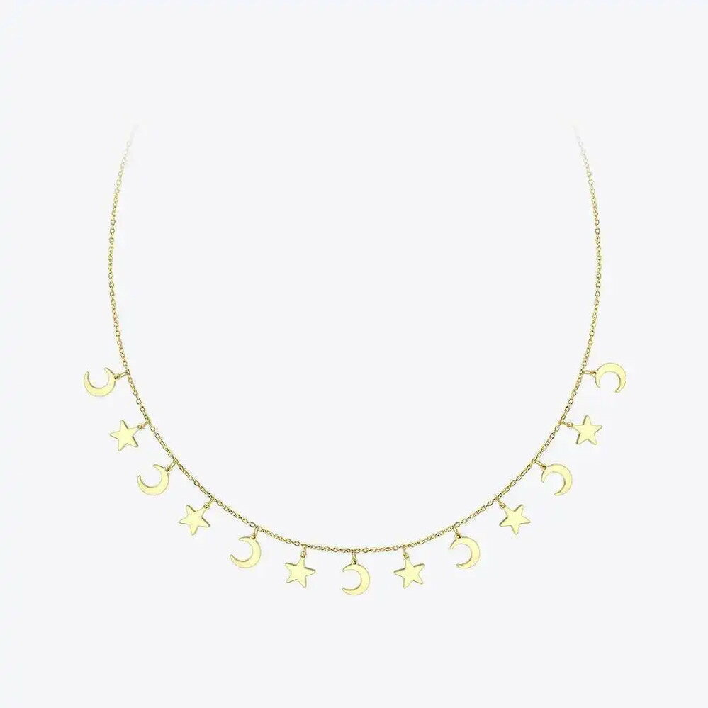【送料無料】 チョーカー ペンダント ネックレス ステンレス チェーン 月 星 レディース スター ムーン スチール ファッション ジュエリー 襟