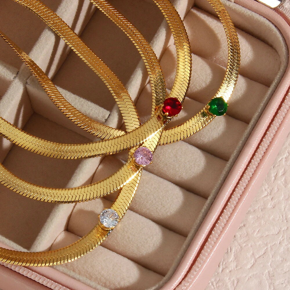 【送料無料】 チョーカー ネックレス 白 ホワイト 緑 グリーン ジルコニア ステンレス 赤 レッド チェーン ストーン ピンク エレガント シャイニー スチール ヘリンボーン ジルコン パヴェ