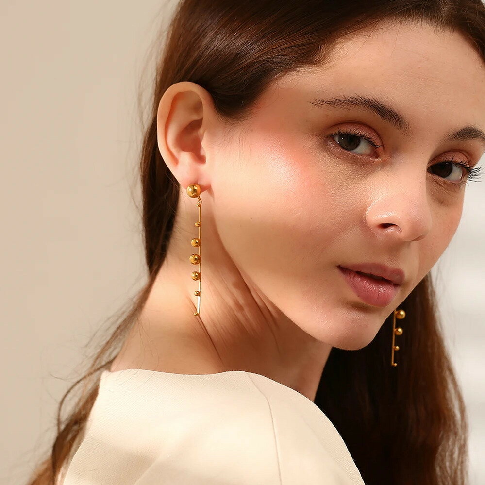 【クーポン利用で4060円】 ピアス ステンレス ゴールド シルバー ビーズ レディース カラー タッセル スチール 18K プレート デコレーション ジュエリー ガール パーティ ギフト