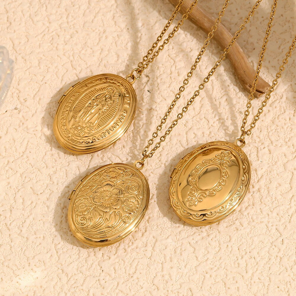 【送料無料】 チャーム ペンダント ネックレス 花 フラワー ステンレス ゴールド オバール レディース ..