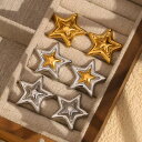 【送料無料】 ピアス ステンレス ゴールド 星 レディース ミックス カラー ミニマリスト スタイル スター スタッド ハイ 品質 スチール 18K ジュエリー 低刺激性(4)