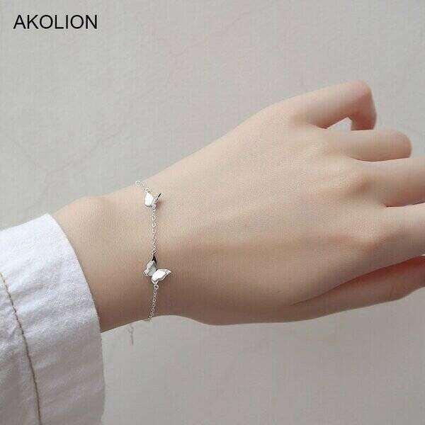 【送料無料】 ホット シルバー カラー ダブル バタフライ おしゃれ 大人 ブレスレット 動物 フリーサイズ チャーム バングル レディース キッズ ギフト