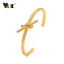 【送料無料】 バングル ブレスレット ステンレス メタル リボン 結び目 レディース ゴールド シック ノット カフ 18K カラー スチール リストバンド ギフト ジュエリーノット(4)