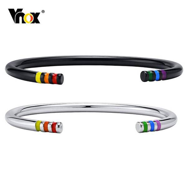 【送料無料】 バングル ブレスレット レインボー ステンレス レディース メンズ リス 個性的 LGBTQ プライド カフ スチール 虹 カラー リストバンド ...