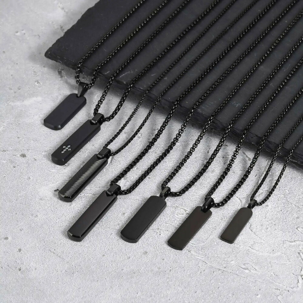 【送料無料】 ペンダント ネックレス ステンレス ブラック シンプル スダチ メタル メンズ スチール 垂..