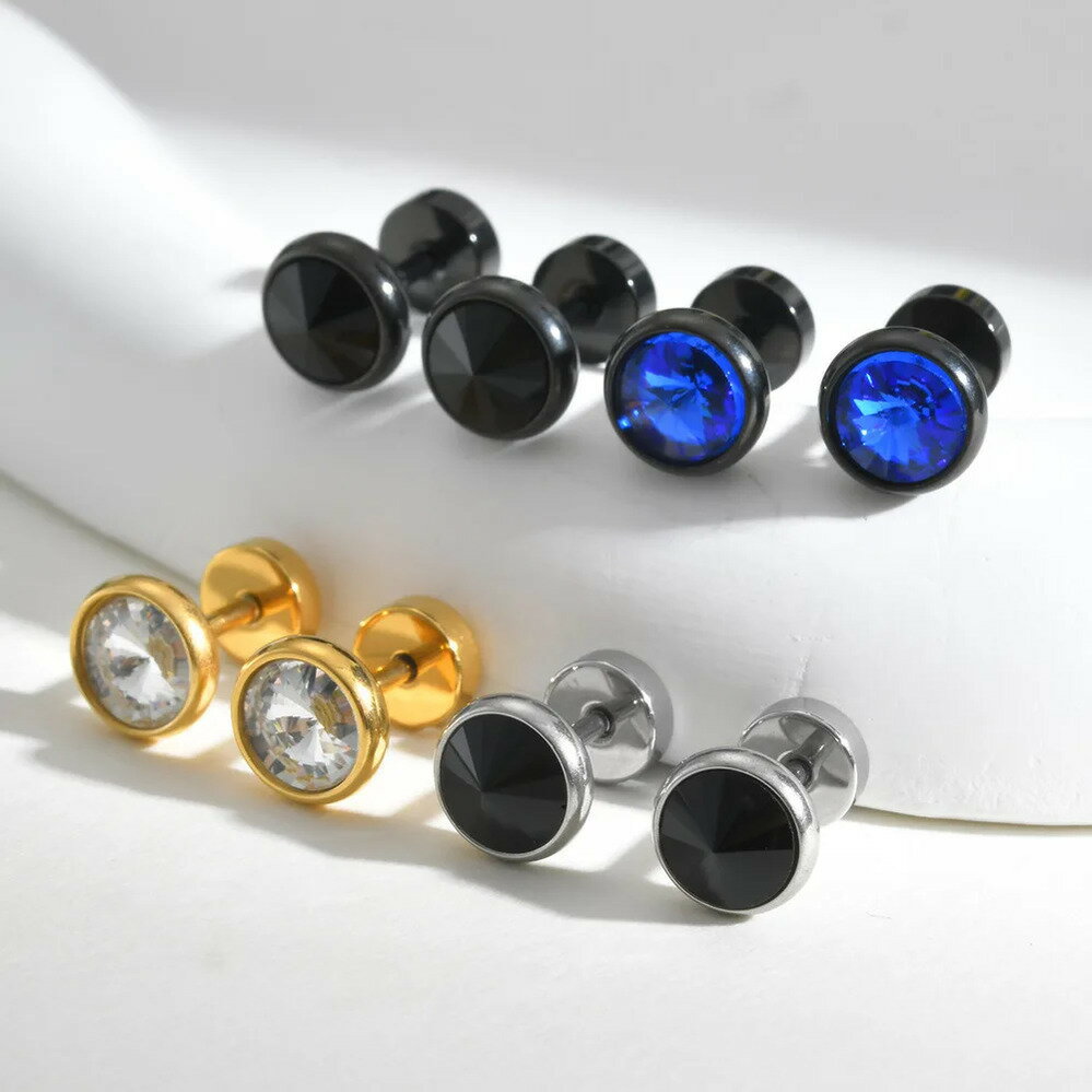 【送料無料】 ピアス パイプロープ ジルコニア ステンレス スクリュー ブラック ストーン スダチ メン..