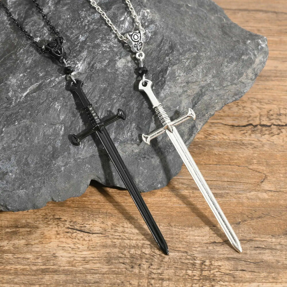 【クーポン利用で2790円】 ペンダント ネックレス ブラック スダチ クロス ロング 剣 メンズ 大きい ゴ..