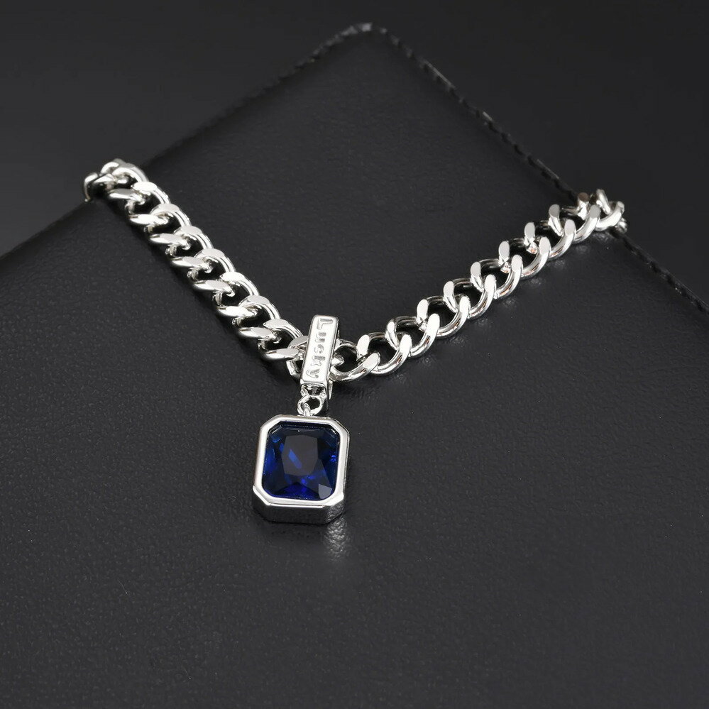 【送料無料】 チャーム 指輪 リング ブレスレット クリスタル キューバ チェーン レディース メンズ ブルー 青 ラッキー 調整可能 リンク 幾何学模様 ジュ...