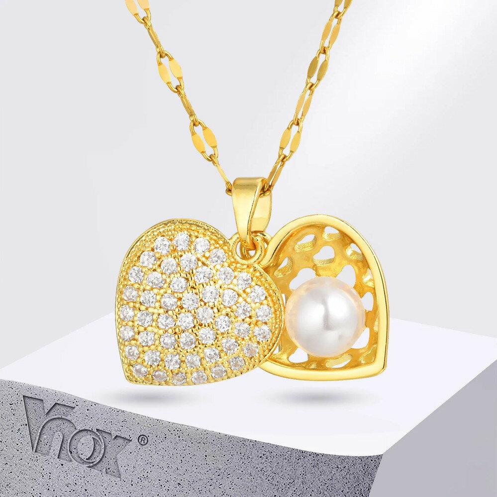 楽天FineJewelrys【送料無料】 ペンダント ネックレス ジルコニア ステンレス ハート パール レディース トレンド ベル スチール 多数 ジルコン デイリー 形 シェープ ネック ジュエリー