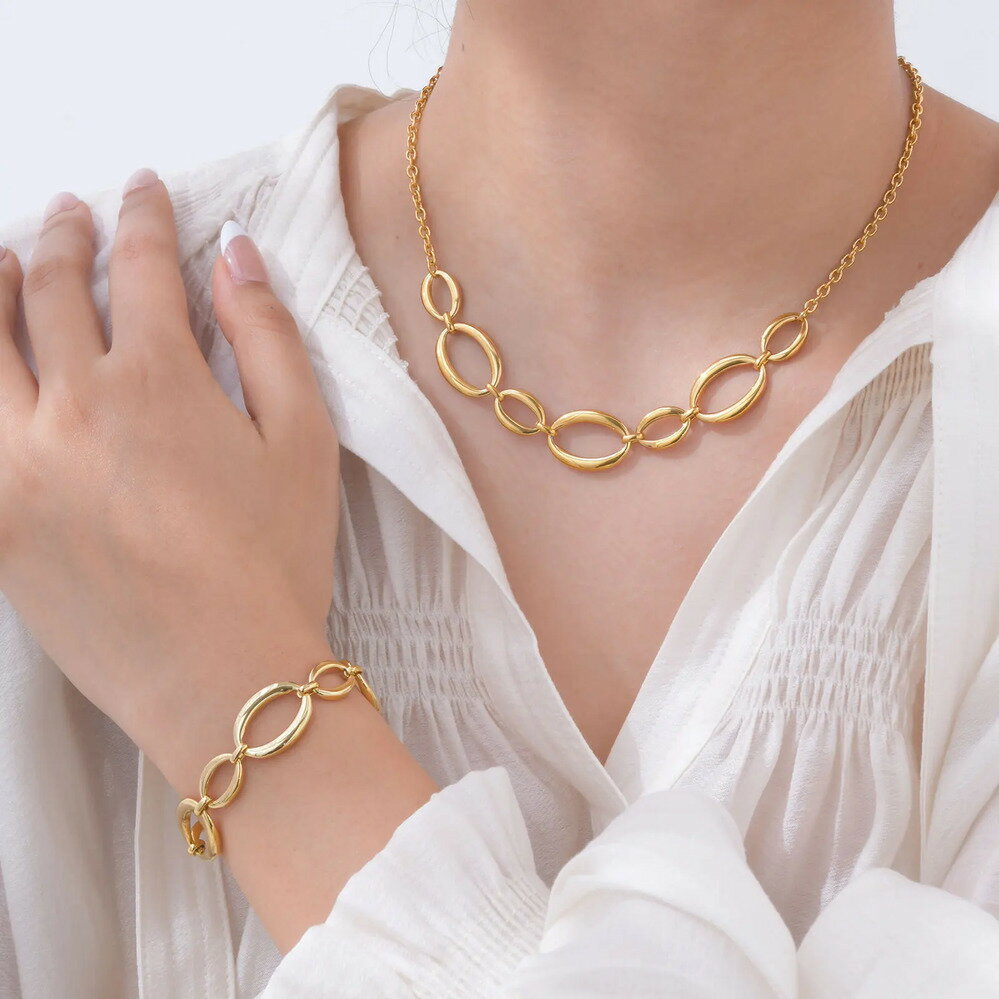 【送料無料】 チャーム ブレスレット ネックレス ステンレス チェーン シンプル メンズ レディース マザー 日 ギフト ジュエリー セット スチール ライト ...