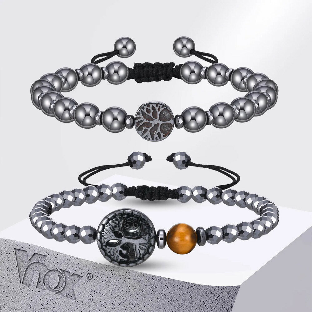 【送料無料】 チャーム ブレスレット 黒 ブラック チェーン プラント ビーズ 木の葉 リーフ 植物 メンズ ヘマタイト ティーンズ ボーイズ ライフ 木 ツリ...