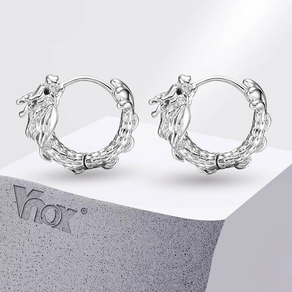 【送料無料】 ピアス 動物 アニマル ドラゴン フープ メンズ 中国 ティーンズ ボーイズ エスニック 力 ..