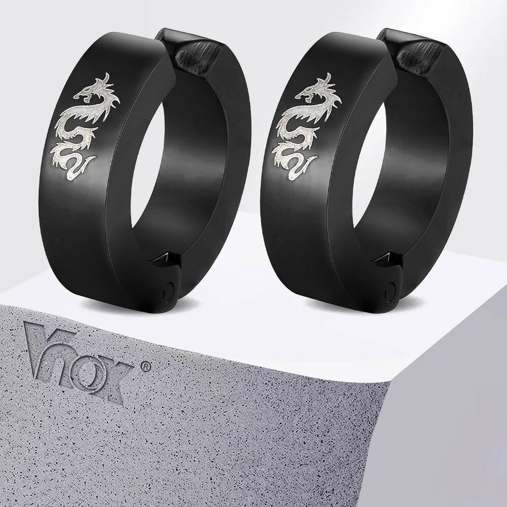 【送料無料】 ピアス 動物 アニマル ステンレス ドラゴン 中国 メンズ パンク クリップ ティーンズ ボ..