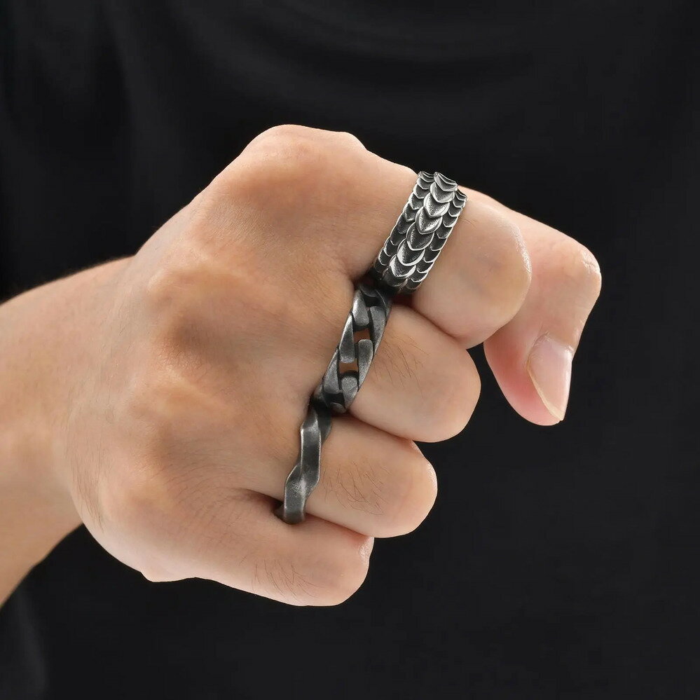 【クーポン利用で3910円】 指輪 リング ステンレス ビンテージ スダチ レトロ グレー メンズ スチール ..