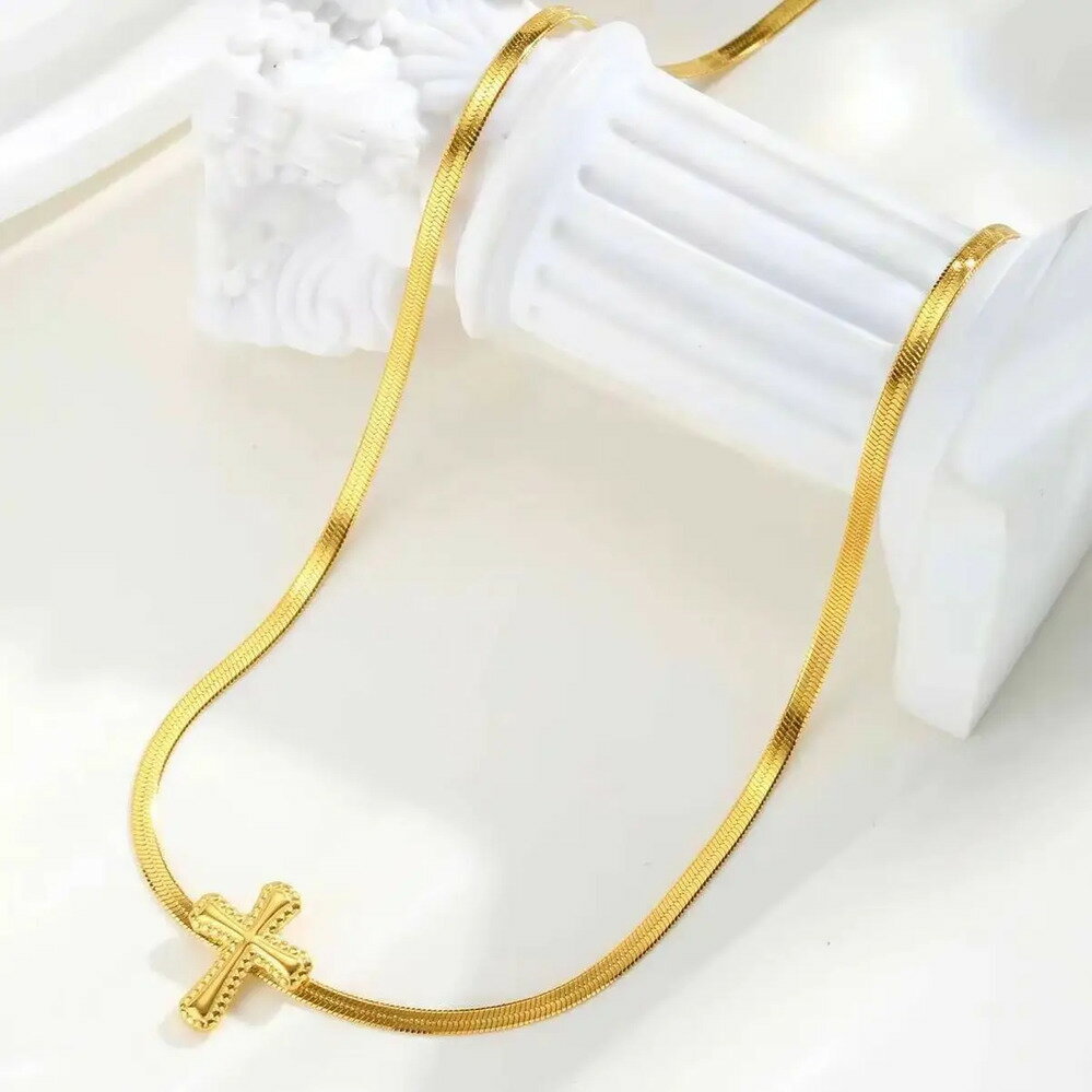 【送料無料】 チョーカー ネックレス ステンレス ゴールド チェーン クロス レディース 刃 ブレード スチール カラー 宗教的 ジュエリー デイリー 調整可能...
