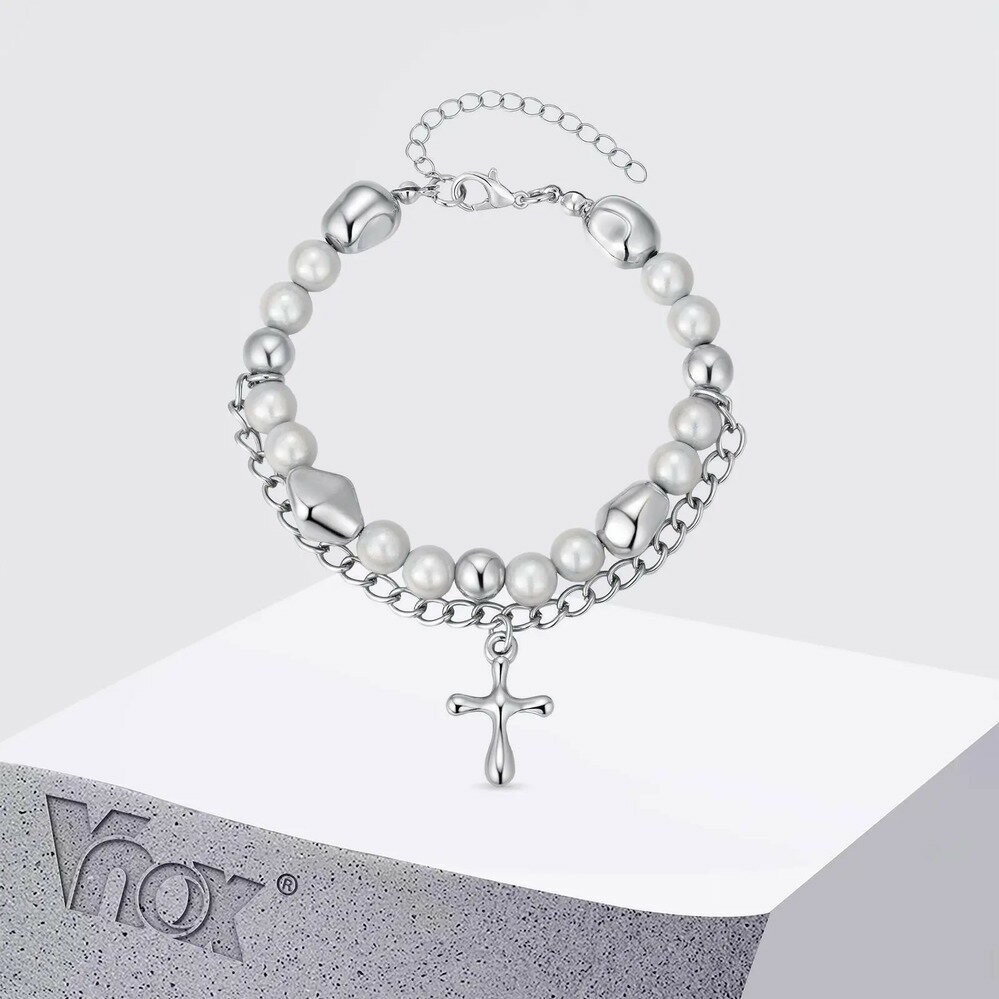 【送料無料】 チャーム ブレスレット 動物 アニマル ステンレス ゴールド チェーン クロス ビーズ メンズ ヒップ ホップ スチール リストバンド 調整可能 ...