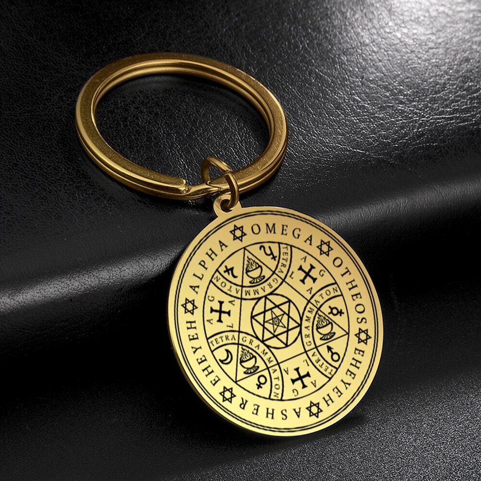 【クーポン利用で2770円】 キー 鍵チェーン ペンダント ステンレス チェーン ボート リング メンズ 男性 Tetragrammat お守り キー 鍵ホルダー キー 鍵リング 魔法 マジック ボード エノチアン 天使 スチール