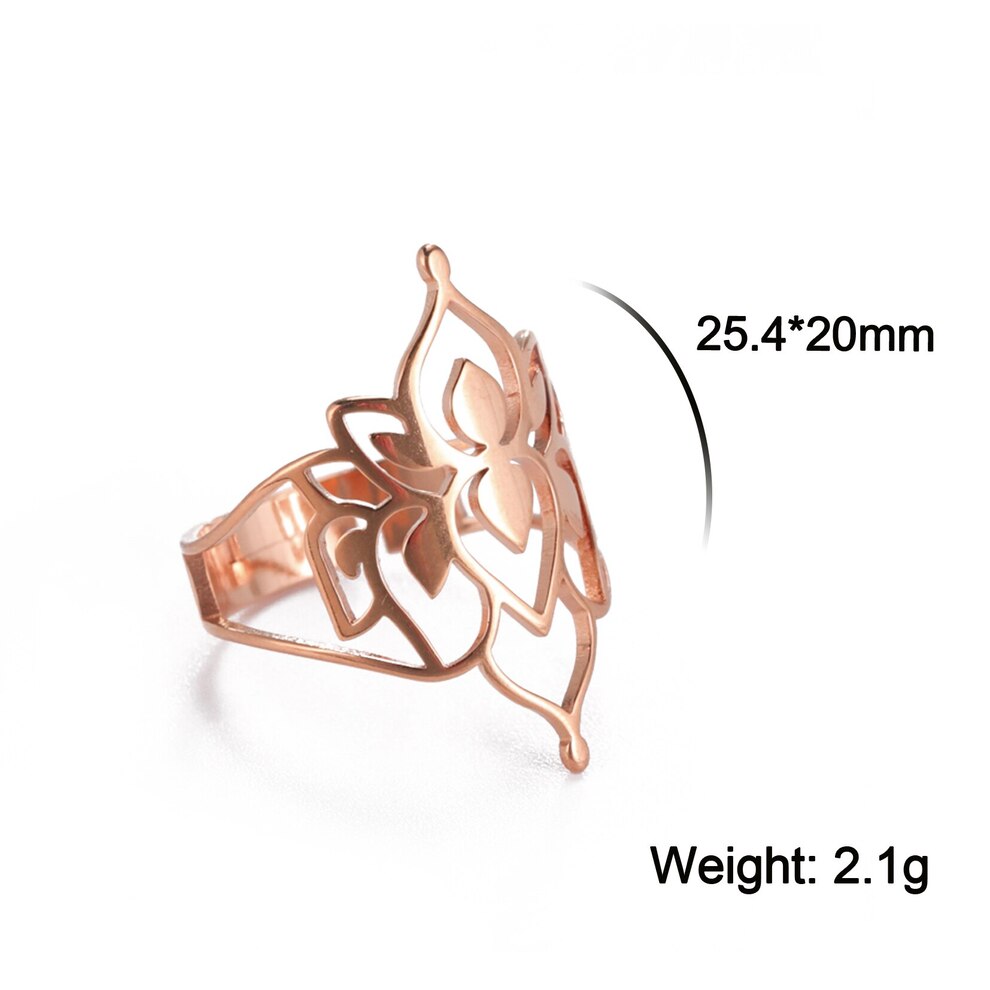 FineJewelrysの【送料無料】 指輪 リング フリーサイズ 花 フラワー ステンレス スイレン プラント ダイズ ハス カブ 植物 レディース 女性 意図 ロータス すいれん はす 蓮 ガール 調整可能 カフ パラダイス スチール ジュエリー ギフト｜アングル3