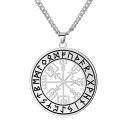 【クーポン利用で2470円】 ネックレス ハイキング ステンレス メンズ 男性 vegvisir ヴェグヴィシル コンパス 北欧 バイキング お守り スチール ルーニック ルーン シンボル 保護 プロテクション ガイダンス