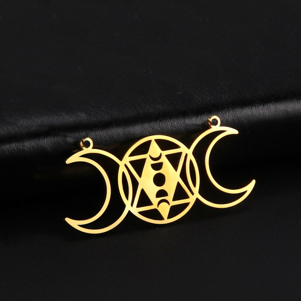 【クーポン利用で2890円】 【クーポン利用で2890円】 ペンダント ステンレス サクラ キング 月 メンズ 男性 魔女 ウィッチ トリプル ムーン 女神 ヘキサグラム 月面 ウィッカ お守り DIY スチール チャーム ジュエリー メイキング