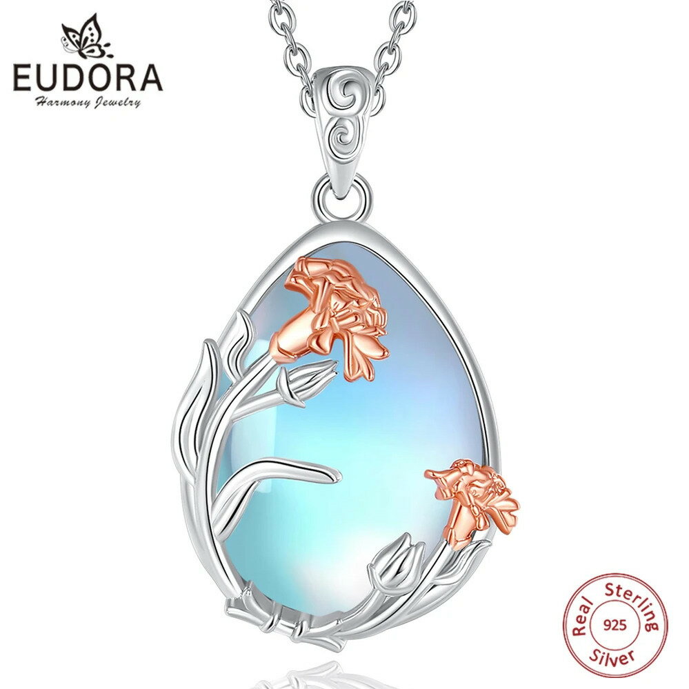 【送料無料】 チャーム ペンダント ネックレス 花 フラワー シルバー ストーン リング 月 レディース メンズ オリジナル 925 スターリング 気質 ムーンストーン ファイン ジュエリー ギフト