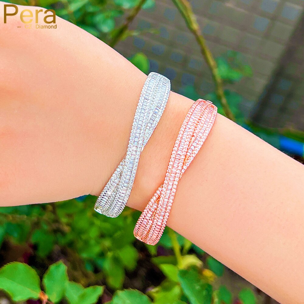 Pearl White - 【送料無料】 バングル ジルコニア ゴールド クロス 十字架 ピック カブ レディース 女性 素敵 バゲット キュービック ジルコン 585 ローズ カラー オープン カフ 贅沢 バンケット ハンド ジュエリー ギフト