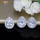 【クーポン利用で5080円】 ピアス ネックレス ジルコニア シルバー ドロップ ピック レディース 女性 クラシック 結婚式 ウェディング スタイル 大 サイズ 重い 水 キュービック ジルコン カラー ジュエリー セット(4)
