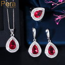 【クーポン利用で6820円】 ネックレス ジルコニア 赤 レッド フルーツ インド ピック ビーズ ロング 揺れる ナシ 果物 レディース 3 ピース トレンド...
