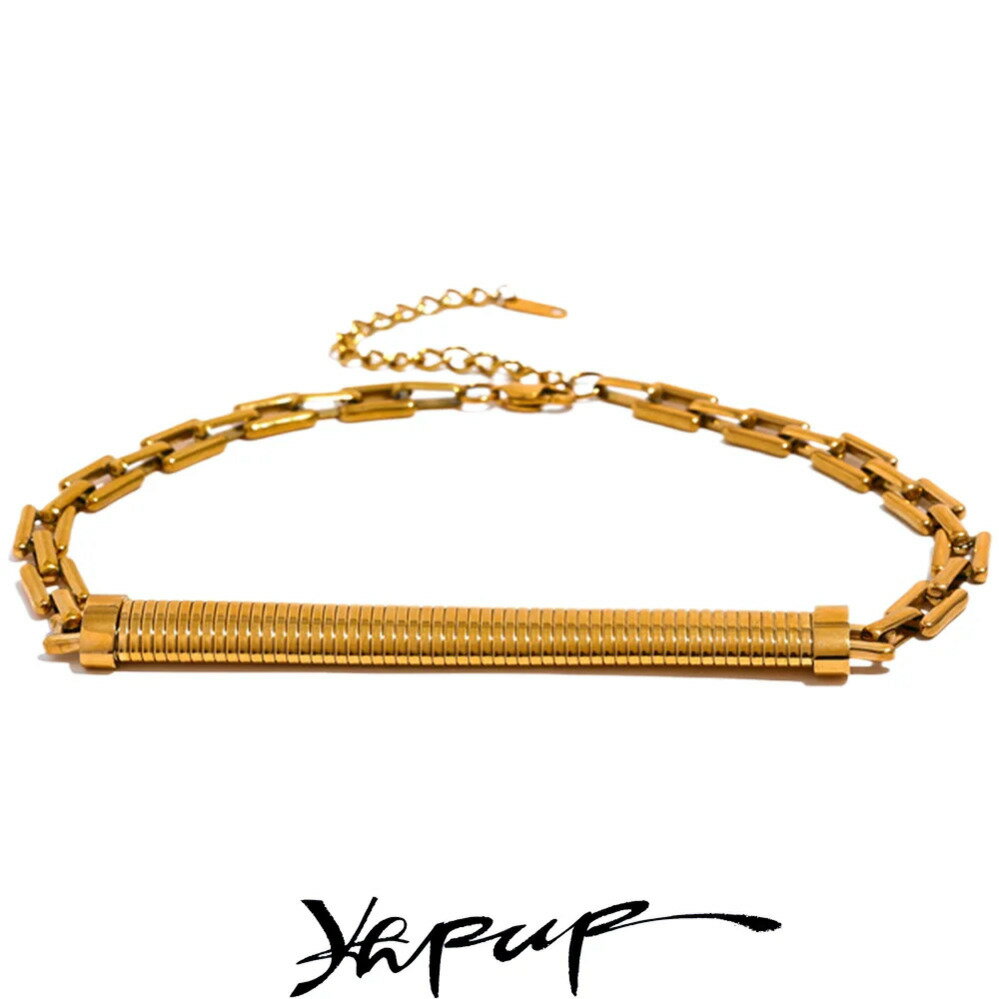 【送料無料】 チョーカー ネックレス ステンレス キューバ ゴールド シルバー チェーン レディース 3316L スチール カラー 18K プレート ステートメント ファッション 魅力的 ジュエリー