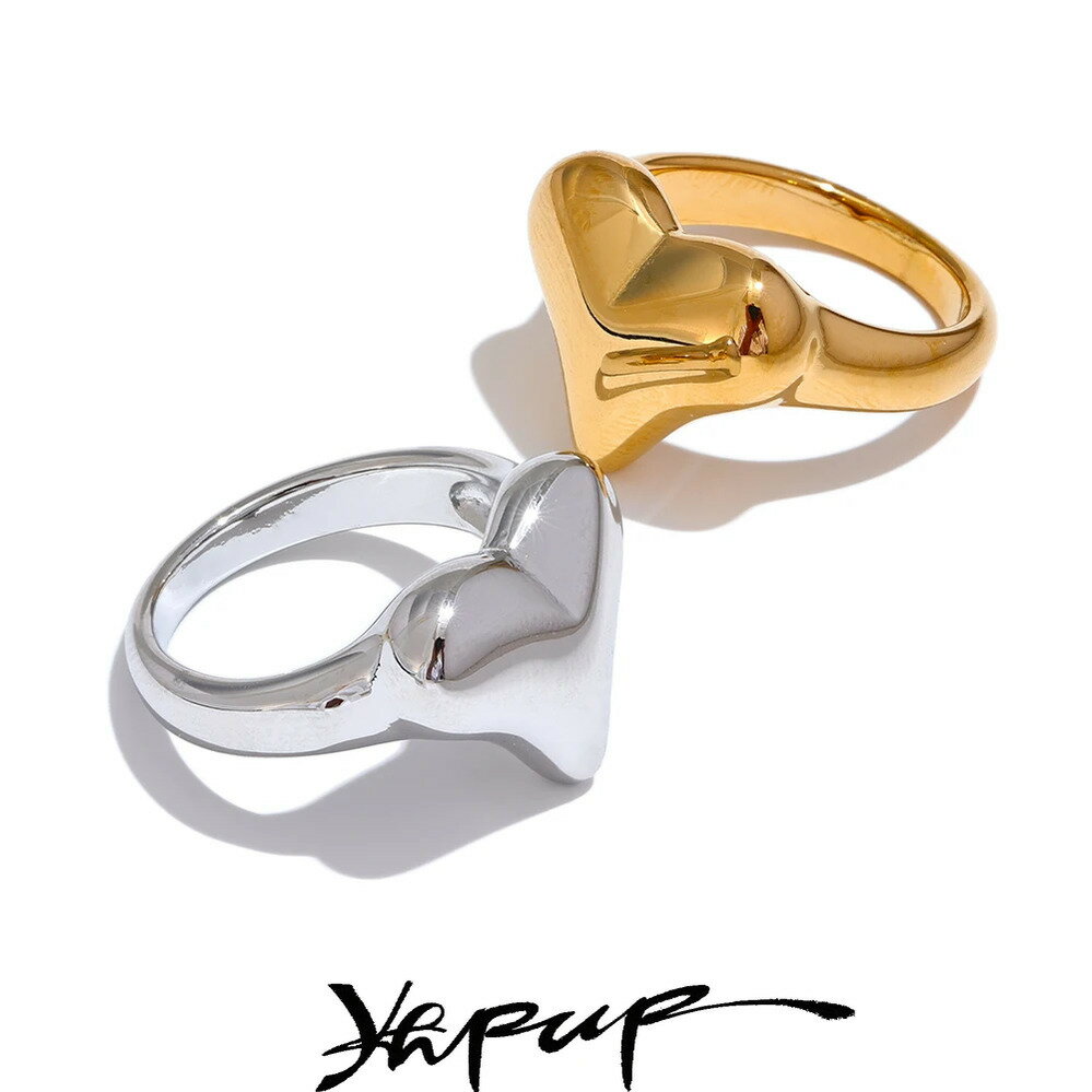【送料無料】 チャーム 指輪 リング ステンレス ハート LOVE レディース スチール 水 耐性 18K Love PVD プレート ロマンチック ギフト フ...
