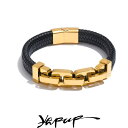 【クーポン利用で6360円】 バングル ブレスレット ステンレス チェーン レザー メタル メンズ 18K PVD プレート スチール ハンドメイド ハイ 品質...