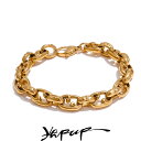 【送料無料】 バングル ブレスレット ステンレス キューバ ゴールド チェーン メンズ 22cm スチール 18K PVD プレート ファッション ステートメン...