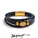 【クーポン利用で4580円】 バングル ブレスレット ステンレス レザー メタル スカル メンズ 65mm ステートメント 頭蓋骨 レイヤー スチール リスト ...