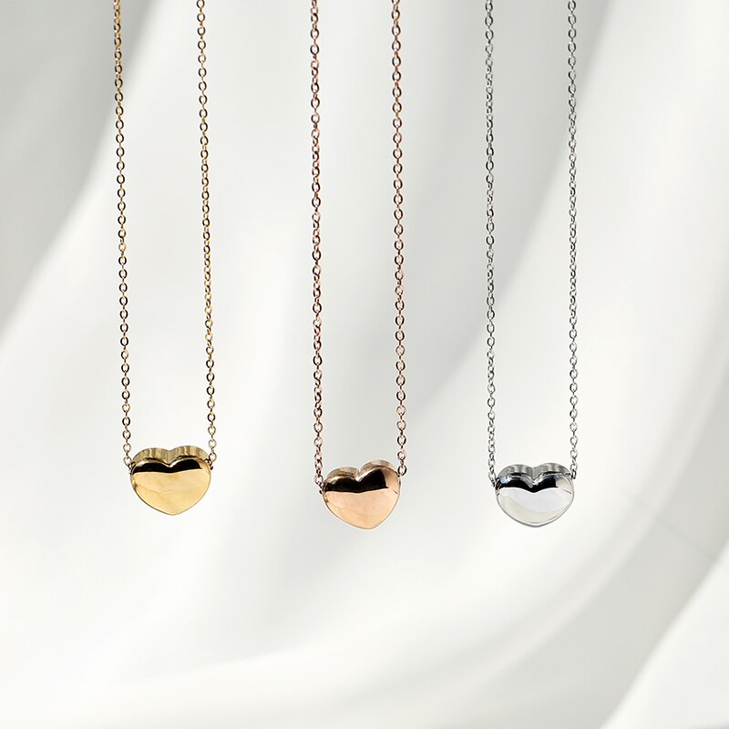 【送料無料】 ネックレス クリスタル ゴールド ハート チタン レディース 女性 新しい ローズ カラー ファッション タッセル ペンダント スチール ジュエリー ギフト フェード