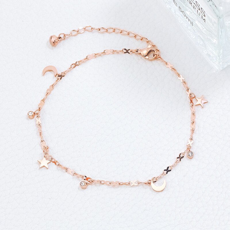 【送料無料】 アンクレット ステンレス ゴールド チェーン 月 星 L レディース ファッション ローズ エレガント スター ムーン ガール ギフト 316 ス...