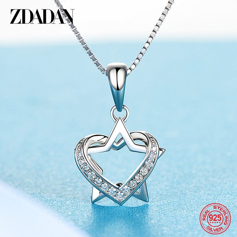 【送料無料】 ネックレス ジルコニア シルバー ハート リング 星 レディース 女性 925 スターリング スター ジルコン ファッション 婚約 ジュエリー ギ...