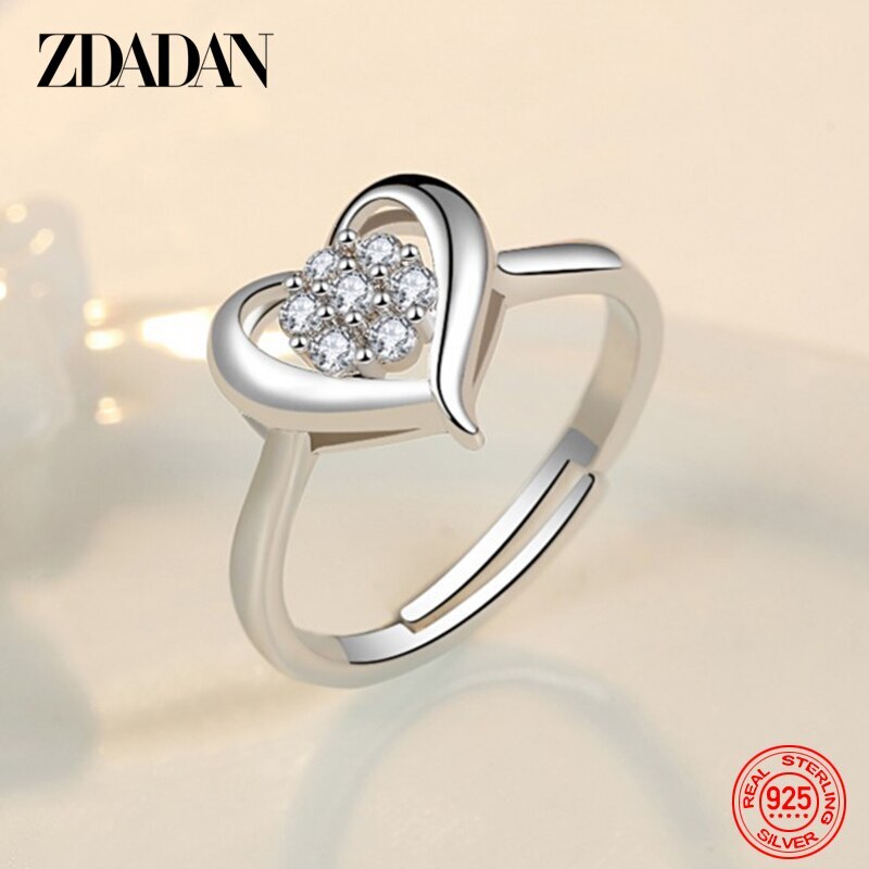 【送料無料】 指輪 リング 花 フラワー シルバー ハート レディース 女性 925 スターリング CZ ファッション ジュエリー ギフト
