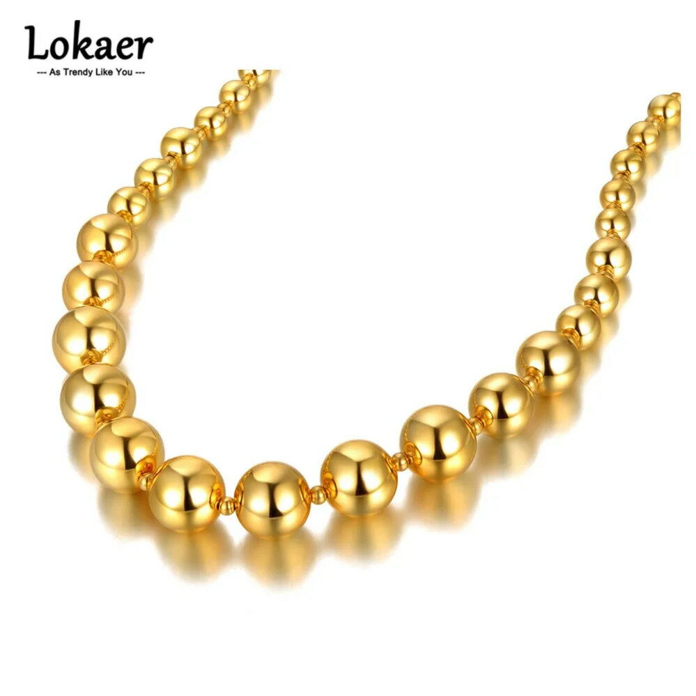 【送料無料】 チョーカー ネックレス ステンレス チェーン ラウンド ビーズ レディース ファッション 16mm ストランド ガール スチール