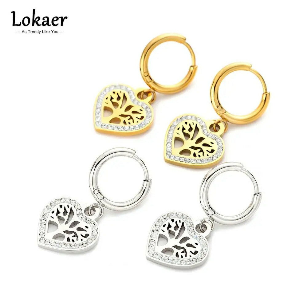 【クーポン利用で3830円】 ピアス クリスタル ステンレス プラント ハート フープ 木の葉 リーフ 植物 レディース トレンド 誕生日 パーティ