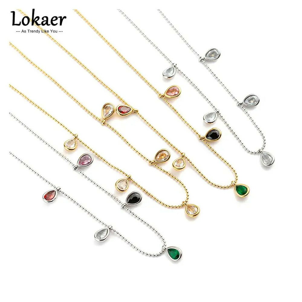 【送料無料】 チョーカー ペンダント ネックレス クリスタル ステンレス チェーン レディース トレンド スチール カラフル CZ ボヘミア ビーチ