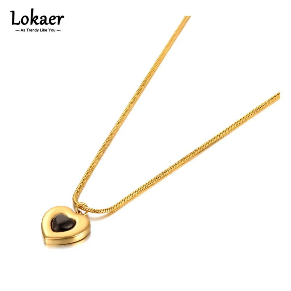 Green - 【送料無料】 】 ペンダント ネックレス ステンレス ゴールド ハート レディース ファッション ガール 18K プレート コリアー