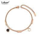 【クーポン利用で3730円】 アンクレット ゴールド サークル アクリル チェーン チタン レディース ボヘミア ローズ プレート ダブル レイヤー ジオメトリ